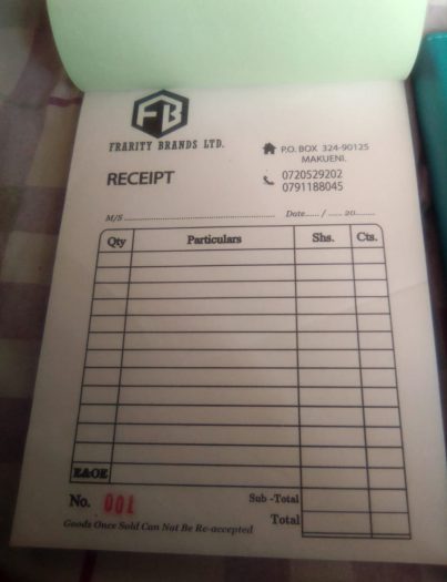 Printed Receipt Book